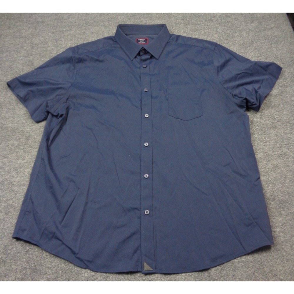 Untuckit Shirt Men's XXL Gironde Navy Blue Short Sleeve Nylon Blend Stretch